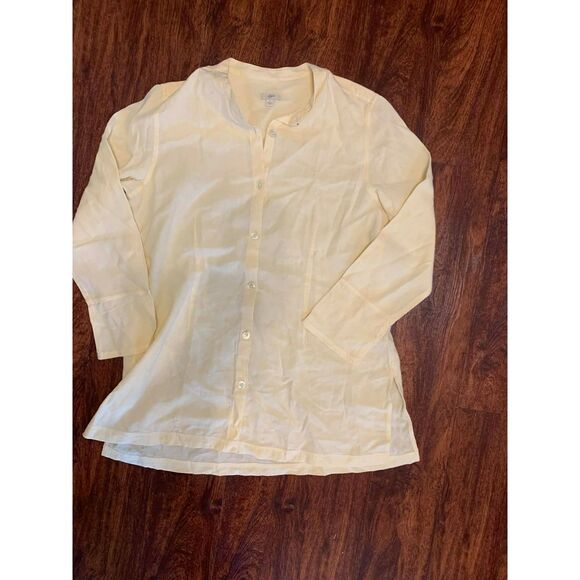 J. Jill Butter Yellow Everyday Linen Blend Button Front Shirt, size L - Picture 2 of 5